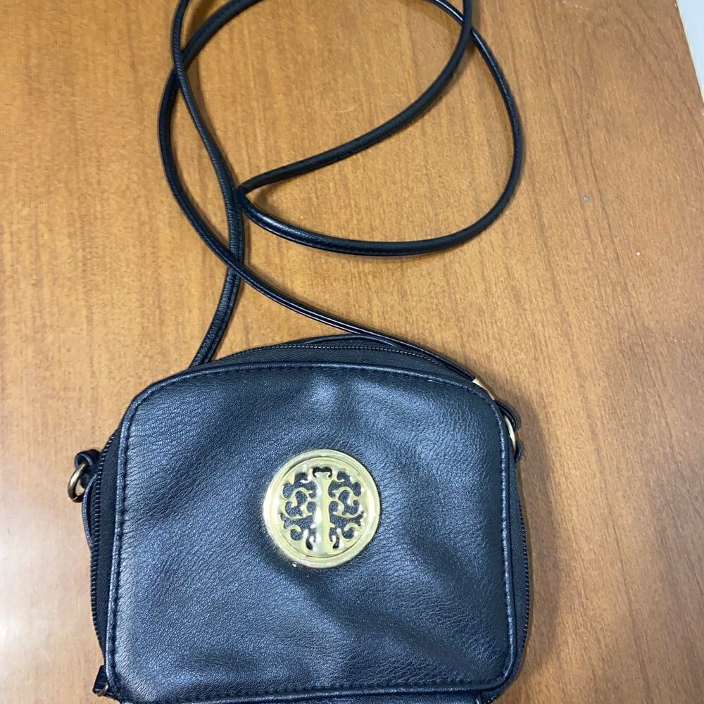 Small black crossbody purse wallet
